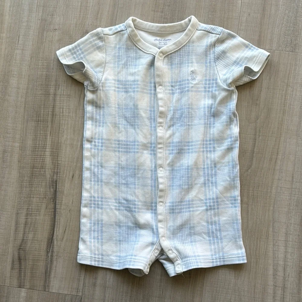 Ralph Lauren polo plaid short sleeve onesie Plaid Baby Romper toddler infant 6m